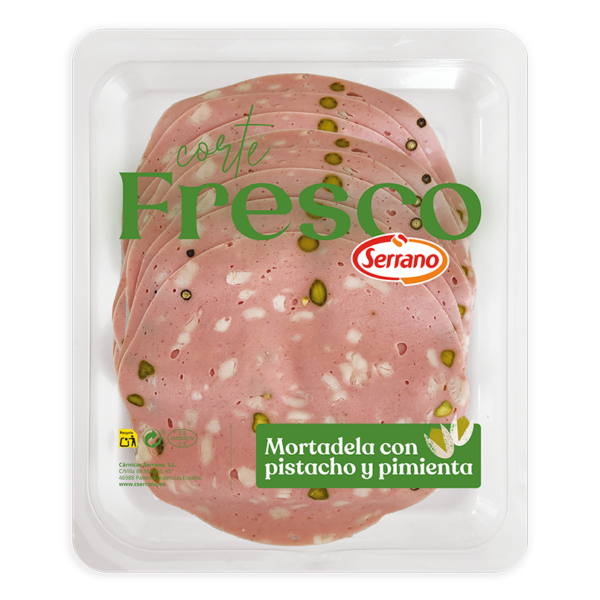 Mortadela con pistacho y pimienta